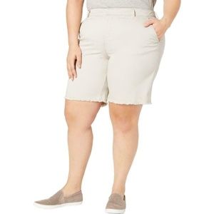 Style&Co Women's Mid Rise Frayed Hem Chino Shorts, Beige Plus 14W/16W/22W/24W
